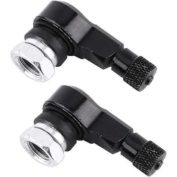 2 st 11,3 mm Bil Däck Luftventil Universal Motorcykel Aluminiumlegering Hjul Däckventilskaft Lock 90 Grader för Standard Slanglösa Däck Hjul (Svart)