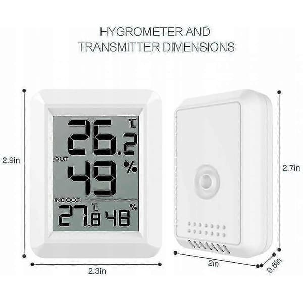 Trådløst Termometer Hygrometer Utendørs Hvit Innendørs