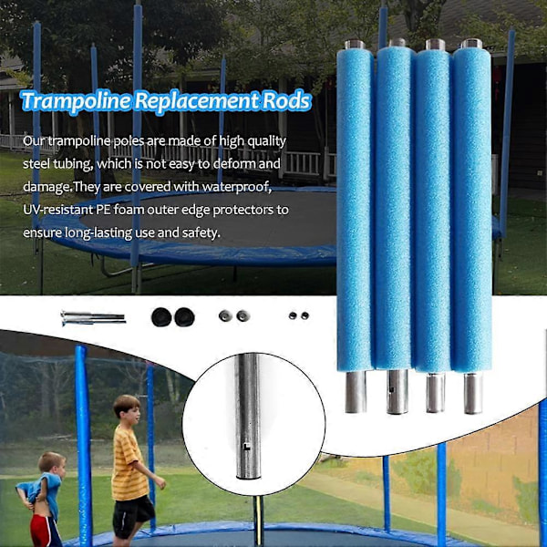 Udskiftning af trampolinstænger med 4 stk. trampolinstænger med anti-kollisionsbeskyttelse
