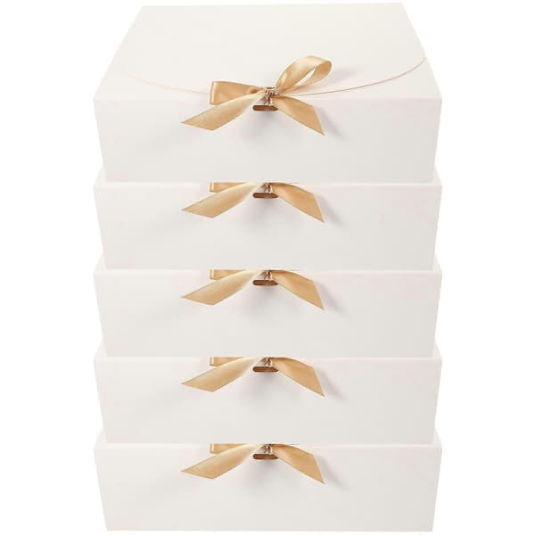 Presentask för godis, rektangulär presentförpackning av kraftpapper, 5 st