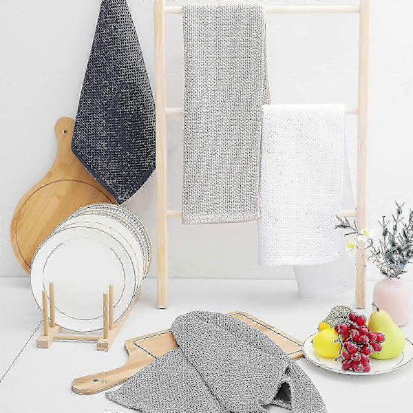 6-pack Premium 100% Bomull Frotté Diskhanddukar, Superabsorberande Disktrasor med Hängögla White 34*73cm