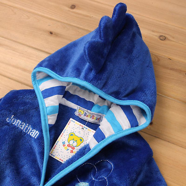 Barn Pojke Flicka Huva Fleece Morgonrock Nattkläder Pyjamas Lake Blue 110