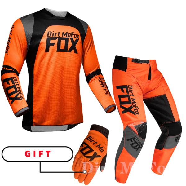 2022 Dirt MoFox MTB Jersey Byxor Gear Set MX Combo Motorcykel Outfit Motocross Racing Enduro Suit Herr Off-road Moto Handskar Kit Gold XXLJersey 38 pants
