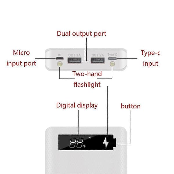 DIY 10x18650 Batteri Til Etui Strømforsyning Hus Til Shell Bærbar Ekstern B