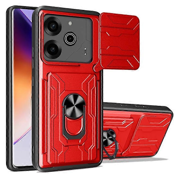 Kompatibel med TECNO Pova 6 4G / 6 Pro 5G Deksel PC+TPU Støtte Telefon Bakdeksel med Kameraskyver Red