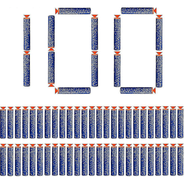 100 stk 7,2 cm sugekopp-piler etterfyllingskuler skum piler tilbehør til Nerf N-strike Elite-serien (sugekopp)