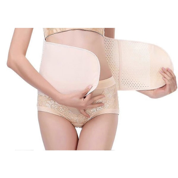 1 X Justerbart Åndbart Postnatal Mavebælte Stor Størrelse Postoperativt Mavebælte Beige Abdominal Støtte Postnatal Genoptræning Mavebælte-ZZY