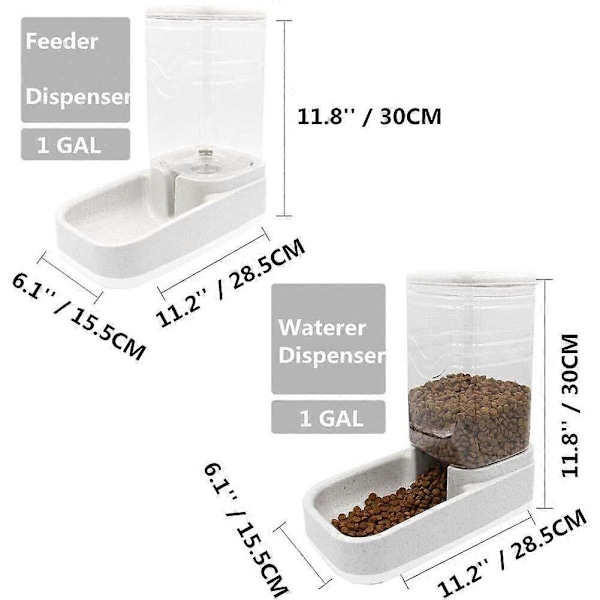 2-pack Automatisk Husdjursmatare, Hundvattendispenser, 3,8L