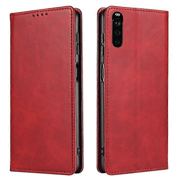 Kompatibel med Sony Xperia 10 III 5G / Xperia 10 III Lite PU Læder Business Telefon Cover Wallet Stand Magnetisk Absorption Flip Cover Red