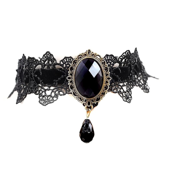 Gotisk svart spets halsband krage Choker Halloween Vampire