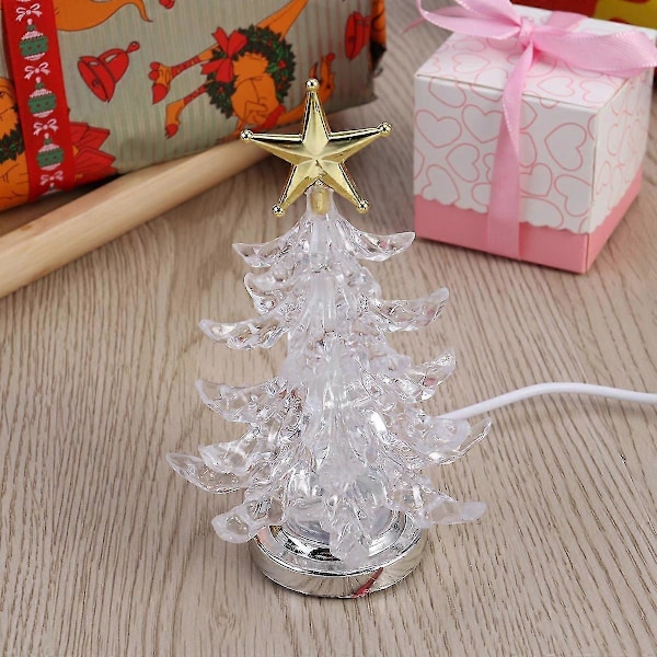 Lysende juletre LED-lys USB Nattlys RGB 7 Farger Blinkende Lys Bordlampe Dekorativ Sengelampe for Hjemmeinnredning Julegaver
