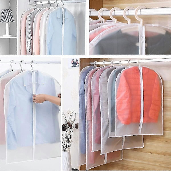 [6 Stykker] 60x80cm, 60x100cm, 60x120cm Gennemsigtig Tøjpose, Med Lynlås, Støvtæt, Mølsikker, Foldbar, Vaskbar, Til Opbevaring af Jakkesæt, Kjole