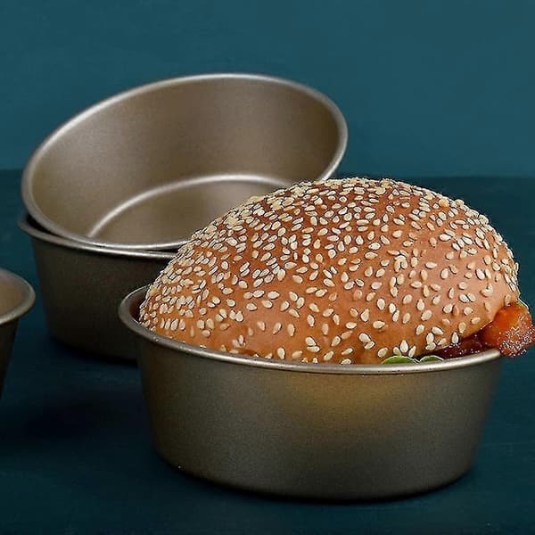 4 stk. 10 cm Karbonstål Gullfarget Mousse Kake Burgerform Bakebrett