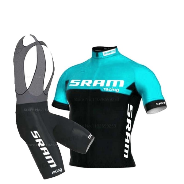 SRAM Racing Cykeltröja Set 2023 Man Sommar MTB Race Cykelkläder Kortärmad Ropa Ciclismo Outdoor Riding Bike Uniform Gray 4XL