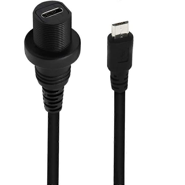 Micro USB 90 graders vinkel hann til USB 3.1 Type-C hunn innfelt panelmonteringskabel