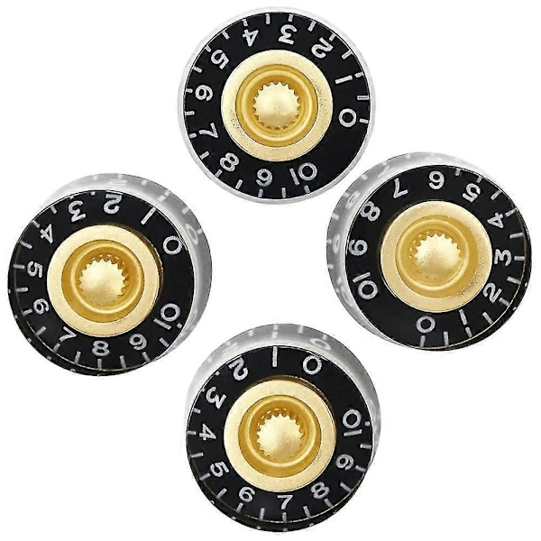 4 stk. Volum Tone Hastighetsknotter For Elektrisk Gitar, Transparent Gullfarget-haoyi