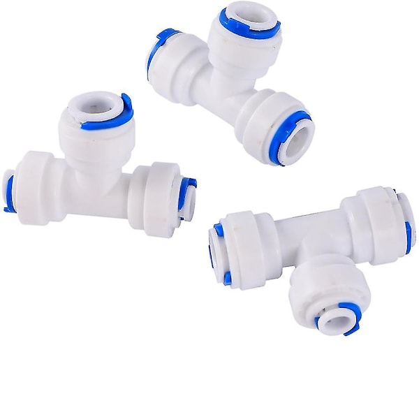 3/8\" T-koppling 3-vägs Rör Snabbkoppling Push Fit Snabbkopplingar Anslutning För RO Vatten Omvänd Osmos Rent Filtersystem (3-pack)