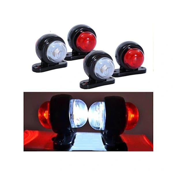 Hvide + Røde Trailer Positionslys 2-pak 12V-24V LED - Stor Værdi Gave (Sort)