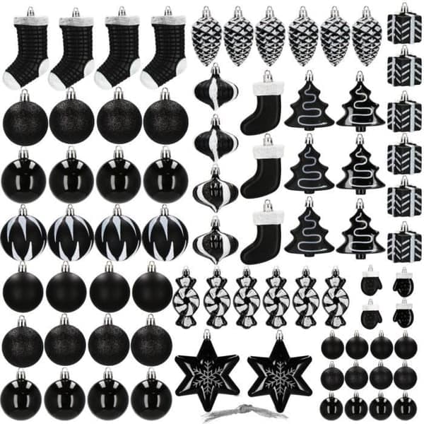 Julekuler - SPRINGOS® - 77 stk - Uknuselige - Elegant dekorasjon - Svart