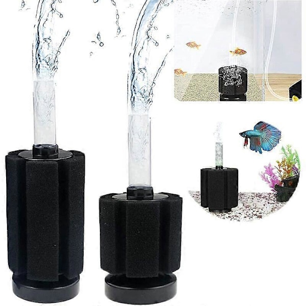 Akvarie Betta Filter, Svampe Biokemisk Filter, Akvarie Fisketank Mini Filter, Akvarietilbehør til Fisketank Fisk Rejer Iltavl (Sort)