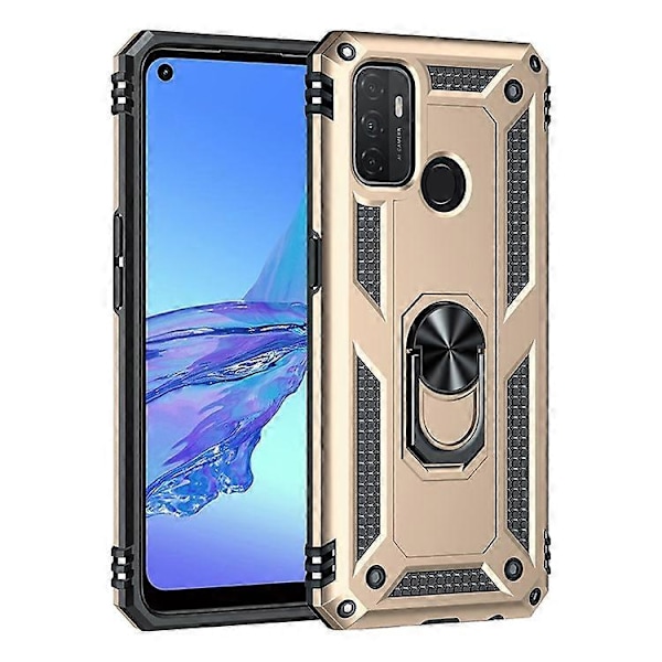 Kompatibelt Skal för Oppo A53 / A53s / A32 4G Mobilskal PC + TPU Hybrid med Ringstativ Gold