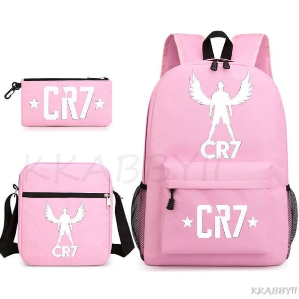 CR7 Skolväskor 3st Stor bokryggsäck för tonåringar Pojkar Flickor Resebärbar dator Mochila Escolars Auburn