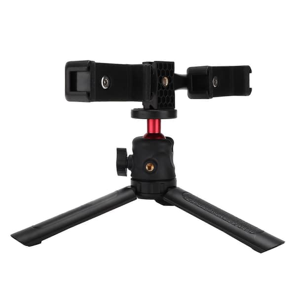 Manbily Dobbelt Position Beslag Holder til Mobiltelefoner Stand Support Tripod til Video