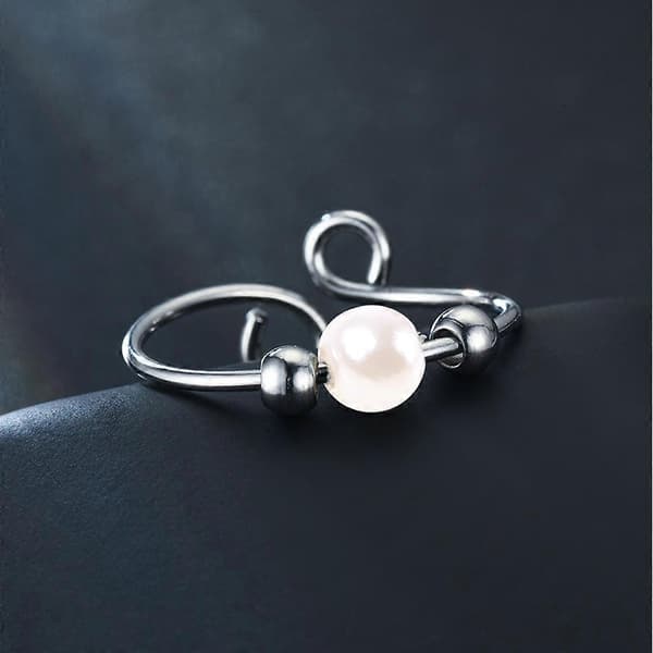 Unisex Angstring Titanium Stål Perlering Stressreduserende Ring for Angst