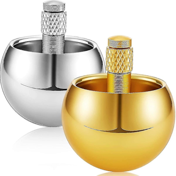 2 Stycken Metall Snurra Metall Vändbar Snurra Leksak för Barn (guld, silver) A