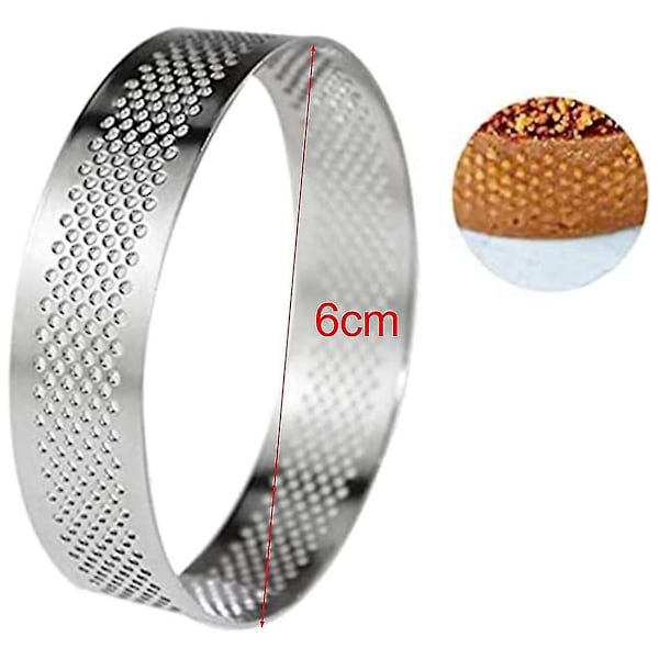 12 kpl Ruostumattomasta teräksestä valmistettuja tortturenkaita, rei'itetty kakku-mousserengas, 6 cm