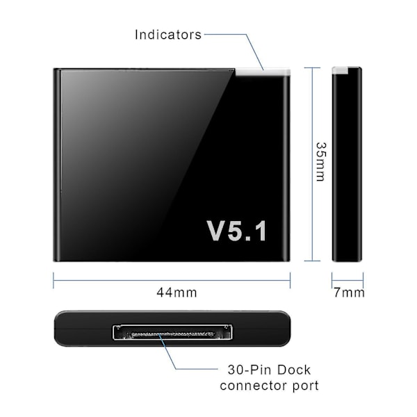 I-wave 30 Pin Bluetooth 5.1 Audio Receiver Musik Mini Trådløs Adapter Til 30pin Jack Analog Højttaler
