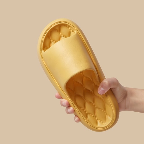 Hem Tofflor Sommar Kvinnor Män Tjock plattform Halkfri Tysta sandaler Mode Mjuksulor Par Flip-flops Dam utomhusskor Yellow-A 36-37(23-23.5cm)
