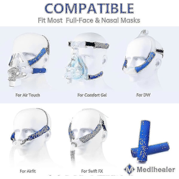 8-pak CPAP Hovedbeklædningsrem Covers, Universal og Genanvendelig CPAP Rem Covers, Bløde Fleece Rempuder, Reducerer Røde Mærker &a