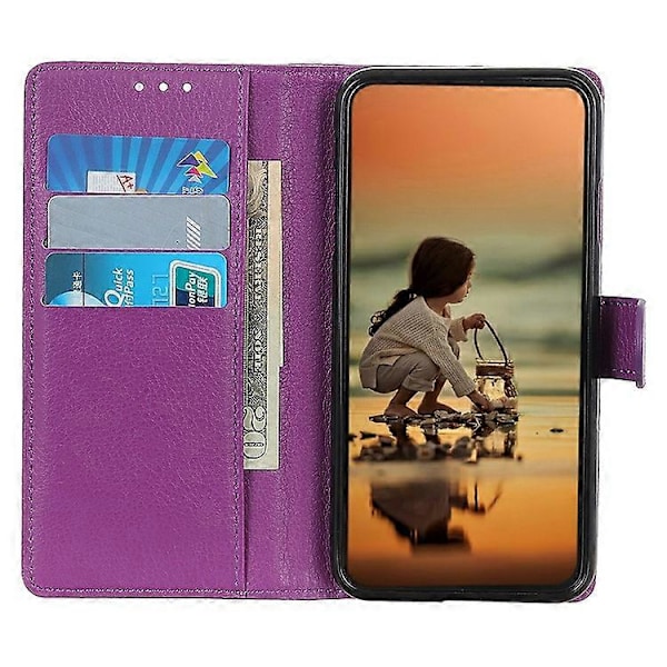 Kompatibelt Plånboksfodral för Samsung Galaxy A26 5G PU Läder Telefonskal Litchi Textur Purple