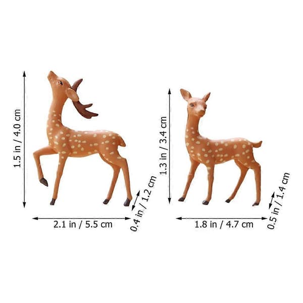 2 stk. Hjort Figur Mikrolandskap Dekor Dyrefigur Mini Hagepynt