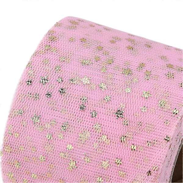 2 st Glittertyllrullar Glänsande Utseende Enkel Användning Tillräcklig Kvantitet Fyra Färger Nätväv Tyll för DIY Dekor Rosa