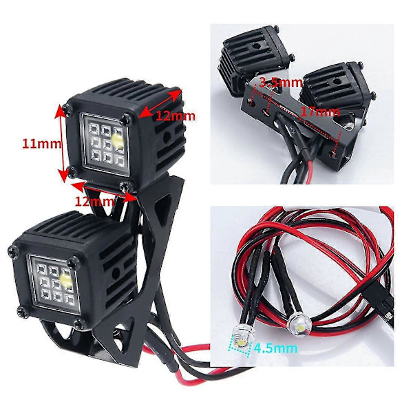 Muokatut ajovalot, kohdevalot, auton kattovalot, puskurivalot AXIAL SCX10 TRX4 TRX6 1/10 RC Crawler -autoon, C Musta