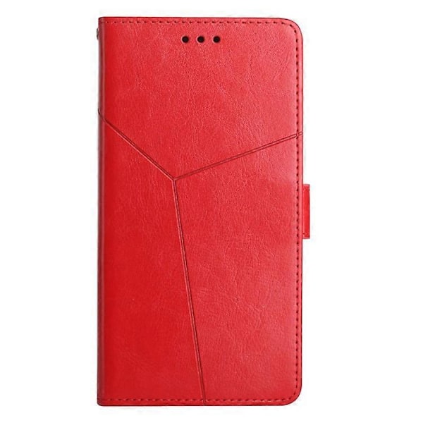 Kompatibelt för ZTE Blade L9 Anti-fingeravtryck Y-formade Linjer Präglat Handrem Magnetiskt PU Läder Ställ Telefonskal med Plånbok Red