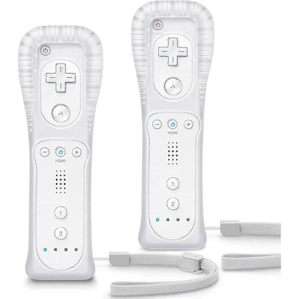 Ersättnings Wii-handkontroll 2-pack, Wii Remote Controller, med silikonskal och handledsrem, Fjärrkontroll för Wii/Wii U, Vit-Bra