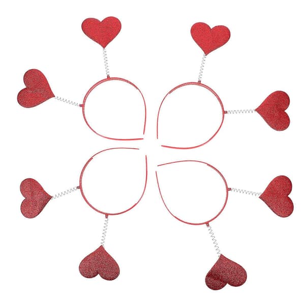 4 stk. Røde Kjærlighets-hårbøyler Hjerteformet Hodeplagg Valentinsdag Hodebøyler