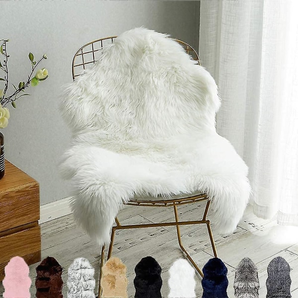 Tflycq Luxury Pehmeä tekonahkainen tuolinpäällinen Cover Pehmo Turkisalueen matot makuuhuoneeseen, 2ft x 3ft, valkoinen Green