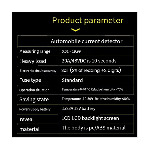 12V 0,01A-19,99A Automotive Strömdetektor Säkring Amperemeter Läckagetestare Fordonsfeldetektering Diagnostiskt Verktyg
