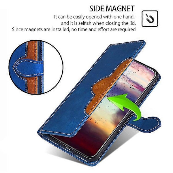 Kompatibelt för TCL 505 Fodral PU Läder Telefonskal Anti-Fall Skal med Ställfunktion Blue