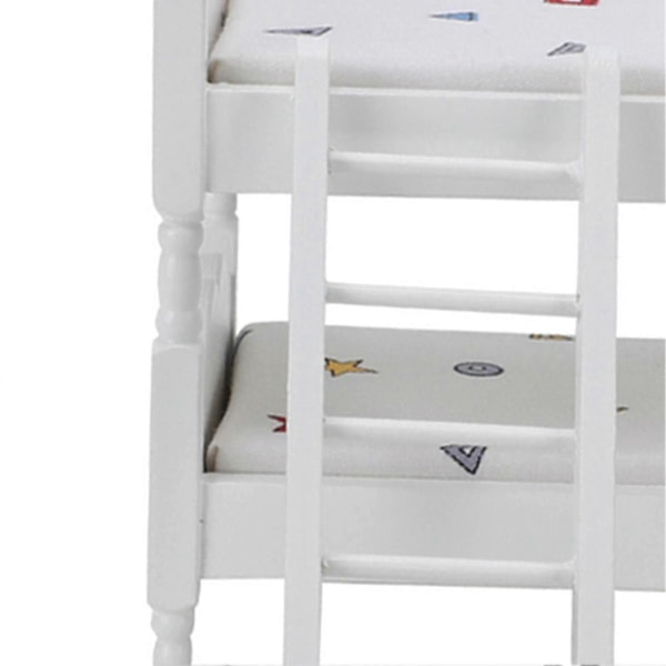 1:12 Mini Dukkehus Seng Miniature Simuleret Træ Køjeseng Møbel Model Legetøjstilbehør Geometrisk Mønster