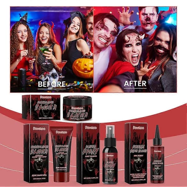 Arvoks Falsk Blod Skræmmende Levende Makeup Rekvisitter til Maskerader 4pcs set