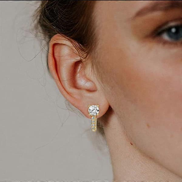 Sølv Post Cubic Zirconia Huggie Øreringe | Små Guld Hoop Øreringe til Kvinder | Stud Cuff Ørering