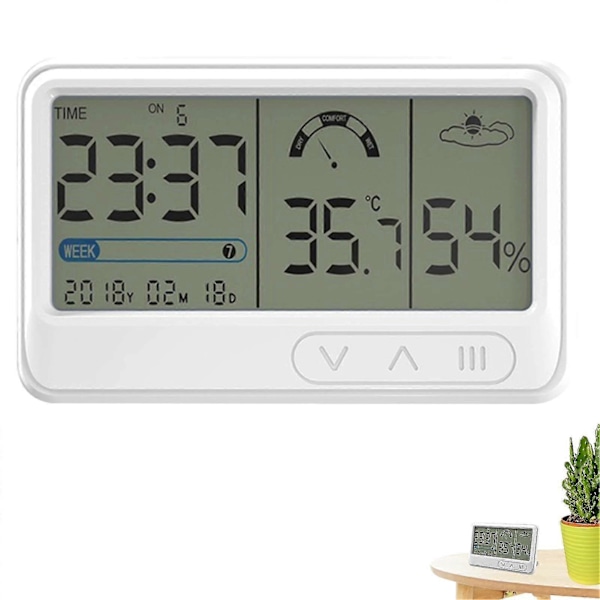 Temperatur- och luftfuktighetsmätare, Luftfuktighetsmätare med Väckarklocka | Digital Hygrometer Termometer