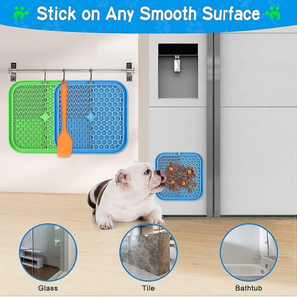 Måtter til Hunde, Ciicii 3 stk. Langsom Foder Hundeskål med Sugekop (blå Hund Langsom Foder + Grøn Kat Slikkemåtte + Orange Spatel) til Hundegodbidder/Kattefoder