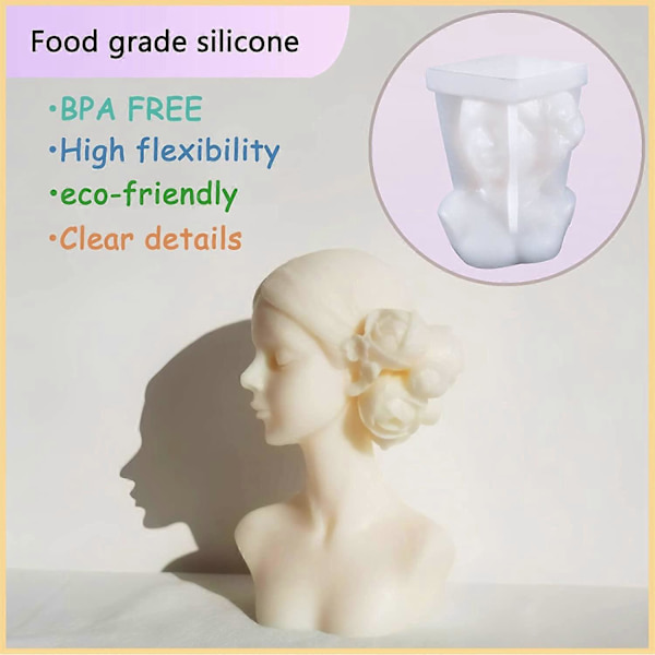 2 Stykker Silikone 3D Lysform, Blindfoldet og Lukket Pigeform Lysforme DIY Aromaterapi Lysforme Støbning Lysforme til Håndværk, Duftende