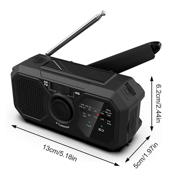 Vevradio | Soldriven handvevsradio, uppladdningsbar solradio för utomhuscamping och överlevnad